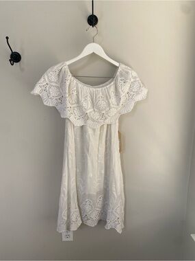 New Ruby Yaya Señorita Off-Shoulder White Eyelet Dress XS